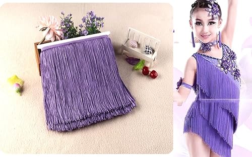 10 cm x 5 m Bordure franges Ruban dcoratif Frange de danse Frange coupe en soie Pour la couture, le bricolage, les vtements, la lingerie, les costumes, les rideaux, la dcoration, violet clair - Nail Gallerys