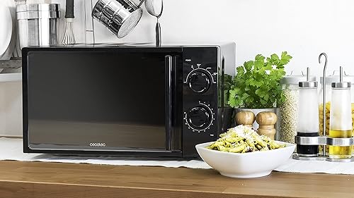 Cecotec Micro-ondes AllBlack. Capacité de 20 L, 700 W de Puissance, 6 Niveaux de Fonctionnement, Minuterie 30 minutes, Mode Décongeler , Finition Noir. - Nail Gallerys