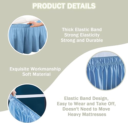 Surwin Cache-Sommiers Jupe de lit à Volants Jupe de Lit Élastique Dentelle Robuste et élastique Microfibre Style Enveloppant Facile a Mettre et à Enlever, Jupe de lit (Bleu Marine,100x200x38cm) - Nail Gallerys