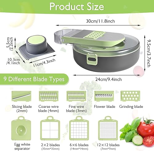 Coupe Mandoline de Cuisine, Coupe Legumes Multifonctions, Coupe Legume Manuel à Lames Remplaçables, Decoupe Legumes, Coupe-légumes, Coupe Oignon pour Oignons Tomates Carotte Concombre - Nail Gallerys