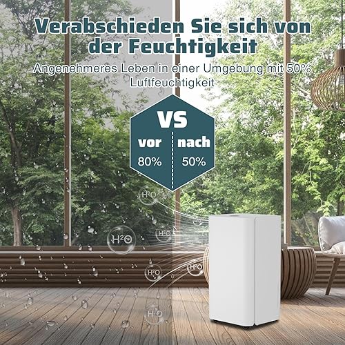 Fiqops Déshumidificateur 26 l/jour - Déshumidificateur automatique - Avec minuterie 24 h - Mode veille - Fonction dégivrage - Petit - Pour chambre à coucher, salle de bain - Nail Gallerys