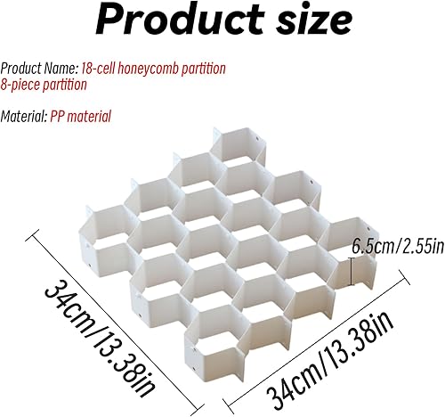 XPAPOV Lot de 8 séparateurs de tiroir en nid d'abeille pour sous-vêtements, séparateur réglable pour chaussettes, bijoux, ceintures, cravates, vêtements, maquillage, articles de bureau (blanc) - Nail Gallerys
