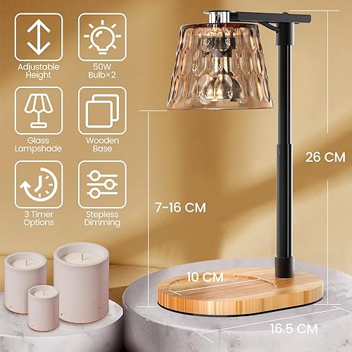 Accwork Lampe Chauffe Bougie Élégant avec Minuterie - Hauteur Réglable - Diffuseur de Bougie Parfumée à l'Intérieur, Compagnon de Yoga et Méditation pour Relaxation - Nail Gallerys