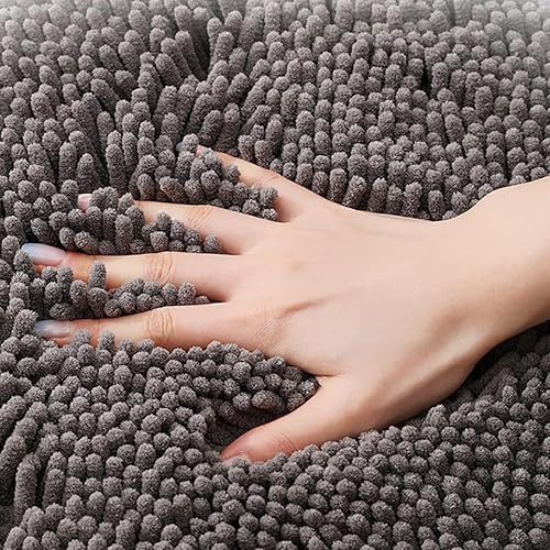 Insun Tapis de Bain Rond en Chenille, Tapis de Douche Absorbant Antidérapant Kaki 2 60 cm - Nail Gallerys