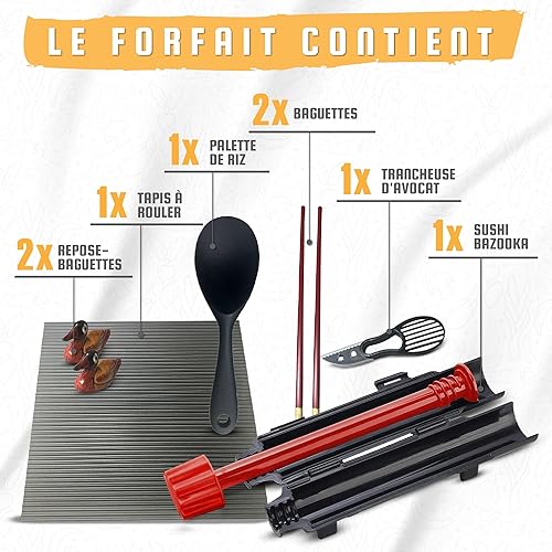 Pukpu Kit Sushi Complet - Sushi Maker, Appareil à Sushi et Maki Automatique, Machine à Sushi, Moule Sushi, Set de Sushi, Accessoires pour Fabrication de Sushis et Cuisine Asiatique - Nail Gallerys