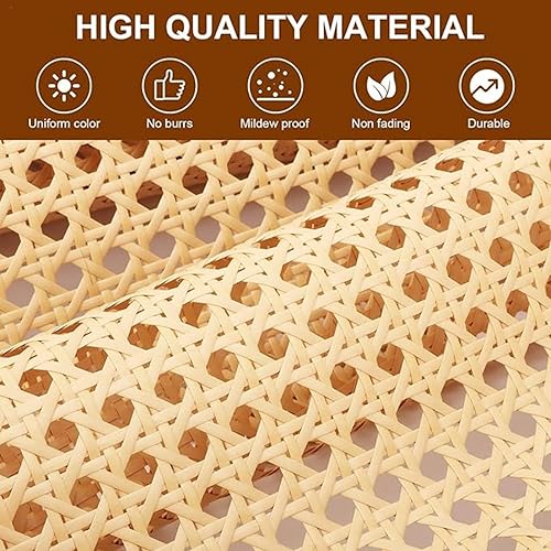 Zimoya Cane Webbing, 39x20'' Rattan Cane Webbing Roll, Natuaral Rattan Webbing for Caning Projects | Cuttable Cane Webbing Roll for Caning Furniture Decor, Chair, Cabinet - Nail Gallerys