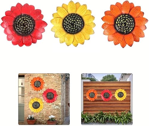 Zoegneer Décoration murale en forme de tournesol en fer forgé pour maison, chambre à coucher, jardin, clôture, porte, sculpture (rouge B) - Nail Gallerys
