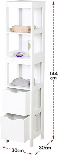 KARAT - Armoire pour Salle de Bain - Meuble de Toilettes avec étagères réglables - Bathroom Cabinet - Armoire à Pharmacie - Tiroir Amovible (Nebraska, 20 cm (P) x 30 cm (L) x 60 cm (H)) - Nail Gallerys