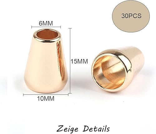 MiaLover Lot de 30 embouts de fermeture en métal pour cordons, vêtements, sac à dos, sports, paracorde 15 x 10 mm (doré) - Nail Gallerys
