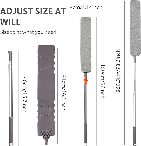 Brosse à poussière de Chevet ZAKAZAKA Plumeau Télescopique, Retractable Gap Dust Cleaner 245 cm pour Canapé-lit Meuble Plancher Poussière Domestique - Nail Gallerys