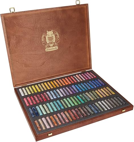 Schmincke - Pastel, Set de 100 couleurs, 77 100 097, Coffret en bois avec 100 pastels, faits à la main, brillants, veloutés et très résistants à la lumière. - Nail Gallerys