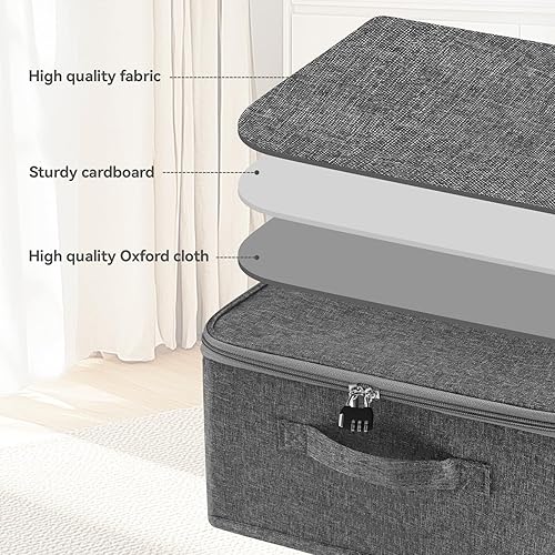 Boîte de rangement verrouillable en tissu non tissé avec poignée - Boîte de rangement pliable avec serrure à combinaison pour vêtements/jouets - 40 x 30 x 21 cm - Nail Gallerys