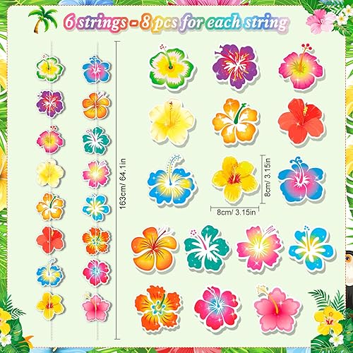 HOWAF 6pcs Guirlandes hawa?ennes Guirlandes de fleurs d'hibiscus, Guirlande Tropicale Luau Aloha Guirlande de fleurs hawa?ennes Banni¨¨re Hawaii pour d¨¦coration de f¨ºte hawaiienne - Nail Gallerys