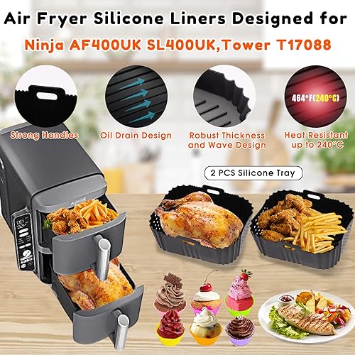 HUMTEOXI Accessoires pour friteuse à air Ninja, accessoires pour friteuse à air Ninja Double Stack XL SL400EU 9,5 L, accessoires pour friteuse à air à double panier SL400EU SL400EUCP, sans BPA - Nail Gallerys