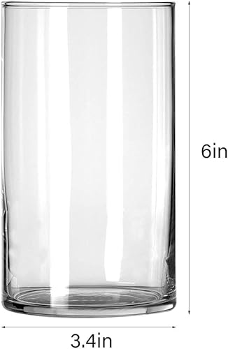 Lot de 12 vases cylindriques en Verre Transparent pour décoration de Mariage et dîners Formels (15,2 cm) - Nail Gallerys