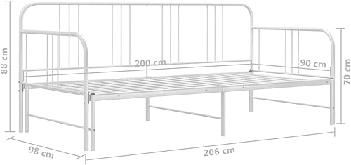 Tidyard Canapé-lit Polyvalent Extensible Cadre de Lit en Métal Blanc 90x200 cm - Nail Gallerys