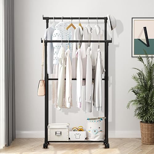 Senermter Portant Vetement Solide À Roulettes, Portant À Vêtements En Métal, Portant À Vêtements Sur Pied, Portant À Vêtements Avec Roulettes Pour Présentation, Rangement - Nail Gallerys