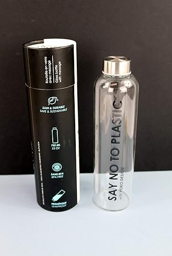 YOKO DESIGN - GLASS BOTTLE 750 ml SAY NO TO PLASTIC avec boite cadeau ronde - Nail Gallerys