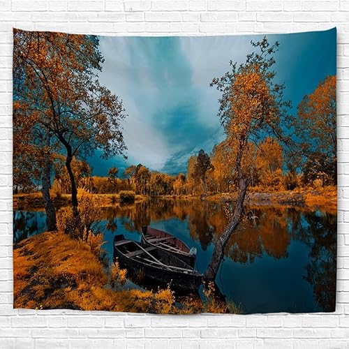 A.Monamour Tapisserie Murale Papillon Sur Fleurs Jaunes Tissu Toile Tenture Murale Décoration Murale pour Salon Chambre Dortoir 153x203cm - Nail Gallerys