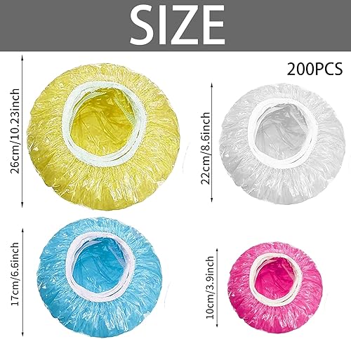 LUKIUP 200 Pcs Sacs de Conservation Frais élastiqués, Film Alimentaire en Plastique Colorées Reutilisable, pour Protection de Fraîcheur des Légumes, Pique-Nique, Maison (4 Couleurs) - Nail Gallerys