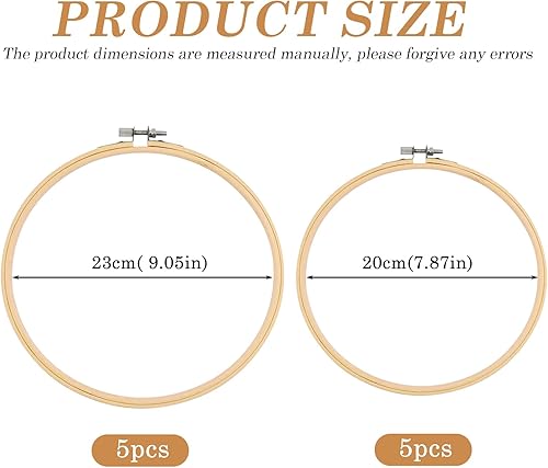 WEGREAT Lot de 10 cercles à broder en bambou de 20/23 cm, cercles à broder en bambou, cerceau à broder en bois, pour broderie au point de croix, couture à la main, décoration - Nail Gallerys