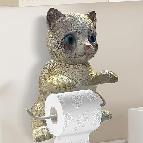 Porte-roulis De Toilette pour Chat, Porte-Papier Toilette en Forme De Chat Amusant, Distributeur De Mouchoirs Murale en Résine, pour Cuisine Salle De Bain Chambre - Nail Gallerys
