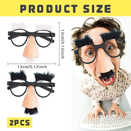 2 Ensembles De Lunettes À Moustache Jouets, Ensemble De Nez Et De Lunettes Amusants, Accessoires De Performance Frauduleux, Accessoires De Fête De Vacances, Décorations De Fête Dansante - Nail Gallerys