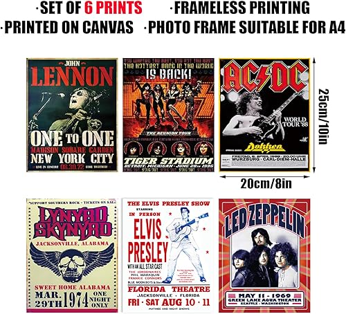 BDSHUNBF Lot de 6 d'Album de Band, Impressions sur Toile de Pochettes, Esthétique Poster, Affiche d'Art, Décoration Murale, pour Dortoir Chambre, sans Cadre - Nail Gallerys