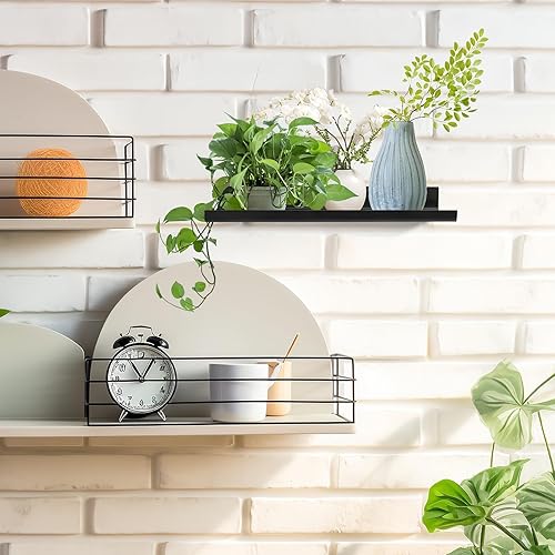 QJKEJI 2 Pcs Petites Etagere Murale Noire, Petite Étagère Murale Etagere Noir, Tablette Étagère Flottante Murales Suspendue pour Salle de Bain Chambre à Couche Cuisine Bureau, 30 x 12 x 3,5 cm - Nail Gallerys
