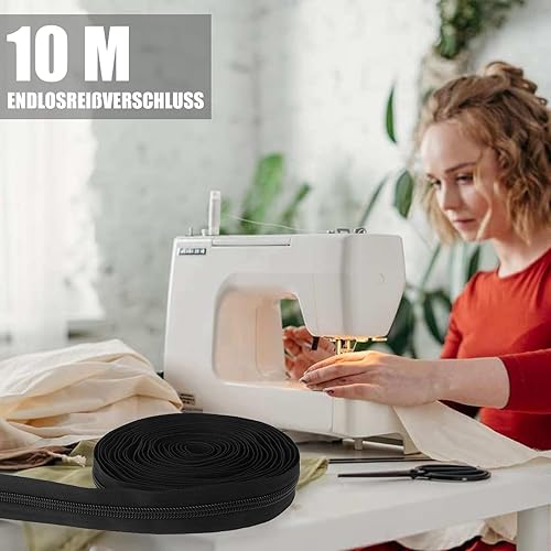 10 m Fermeture Éclair au Mètre Chaîne, 2,5 cm de Large Fermetures à Glissière en Nylon, avec 20 Tirettes de Fermeture éclair, pour les Vêtements Sac Trousse Linge de lit, Blanc - Nail Gallerys