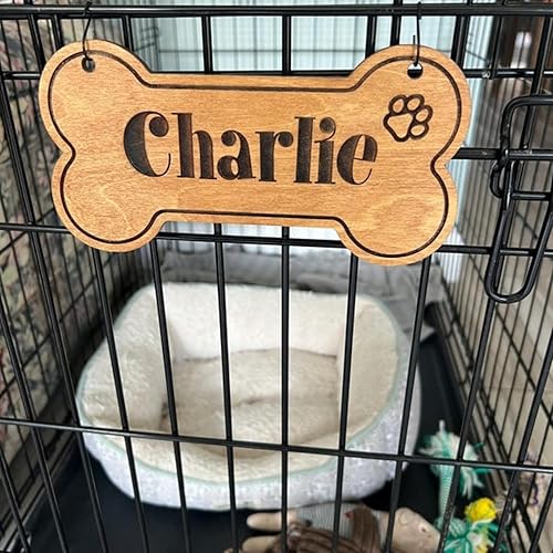 Panneau personnalisé de cage pour chien, plaque nominative pour chien, panneau de nom de niche, décoration de caisse en os pour animal de compagnie, cadeau pour les amoureux des animaux (style 1) - Nail Gallerys
