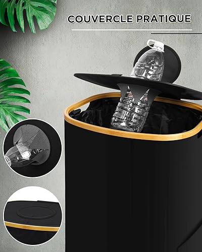 SOUTHGATE 100L Collecteur de Bouteilles Avec Couvercle, Bouteilles Poubelle Recyclage, Sac Recyclage Amovible, poubelle tri Selectif Pour Plastique, Bouteilles Verre, Gris - Nail Gallerys