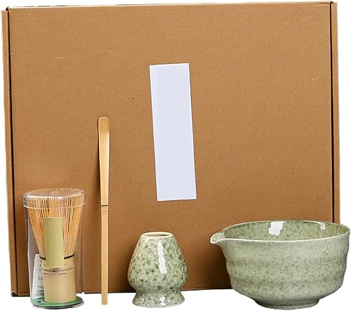 4pcs / set Matcha Whisk Set Ceramic Matcha Witch Matcha Matcha Set Elegant Matcha Kit comprend un bol de matcha avec bec, un porte-coups de Matcha, un fouet en bambou et une cuillère en bambou p - Nail Gallerys