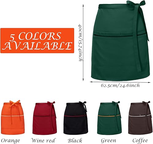 Azonelife 1 Pièce Court Tablier Taille, Durable Patisserie Chef Tablier, Demi Tablier de Cuisine avec 2 Poches, Barbecue Barman Serveur Tablier pour Café Bar Restaurant Boulangerie - Nail Gallerys