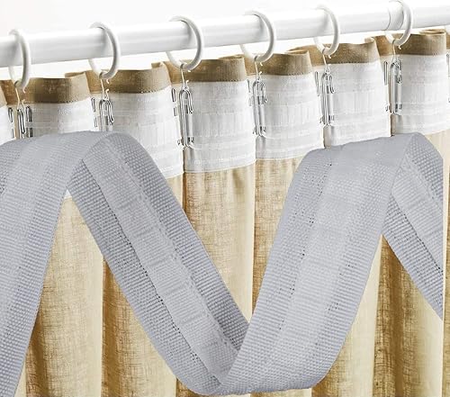 STOUCLA Ruban universel, galon fronceur pour rideaux, plissés, ruban universel, pli de rideau, blanc (30 m x 2,5 cm) - Nail Gallerys