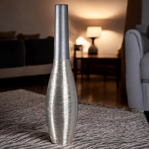 GILDE Grand Vase décoratif, de Sol, Taille XL, en céramique, Moderne, sur Pied, Hauteur : 73 cm, diamètre : 17 cm, idéal comme Cadeau pour Femme, fête des mères - Nail Gallerys