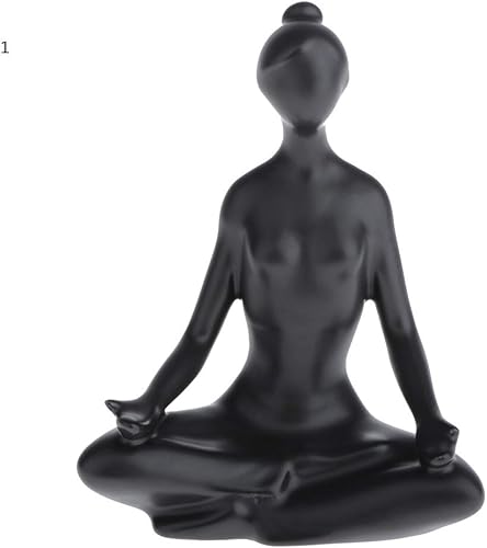 perfeclan Statues Sculptures, Fille de Céramique Figurines Yoga Abstraite Noir Modèle Femme Statue Statuette Figurines Ornements Bureau Maison - 1 - Nail Gallerys