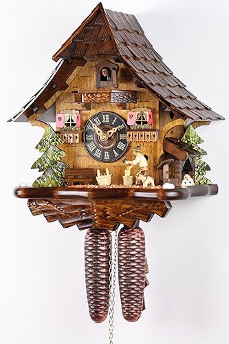 Horloge à coucou mécanique en bois véritable - 8 jours - Certificat VDS - Hachoir en bois 35 cm - 21440 - Nail Gallerys
