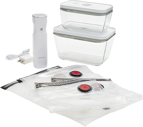 ZWILLING Set complet sous-vide - 7pcs - plastique - Pompe + 2 Boîtes rectangulaires M/L + 4 sacs - Nail Gallerys