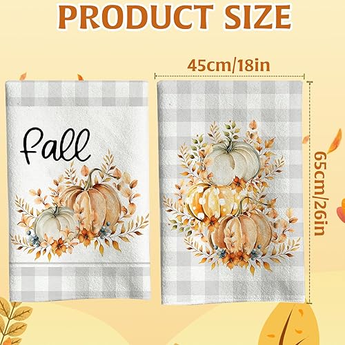 Lot de 2 torchons de cuisine d'automne, torchons d'automne pour la cuisine, torchons d'automne en forme de citrouille pour sécher la vaisselle, essuie-mains de cuisine,Towels 18x26 inch Drying - Nail Gallerys
