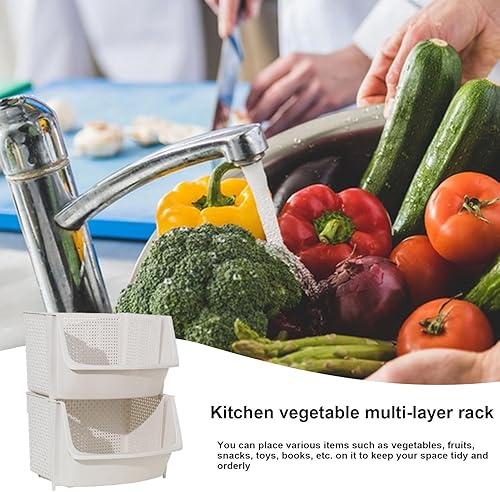 Generic Panier à légumes empilable à 2 niveaux - Panier de rangement empilable pour comptoir - Panier à fruits empilable - Panier de rangement pour légumes - Paniers empilables multifonctionnels - Nail Gallerys