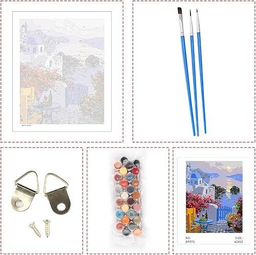 AIRDEA Paysage D'Attrait Du Soir Peinture par Numéros Adultes débutants, Acrylique Peinture Numero Adulte sur Toile, Kit de Peinture à l'huile sur Toile Bricolage avec pinceaux 40X50CM - Nail Gallerys