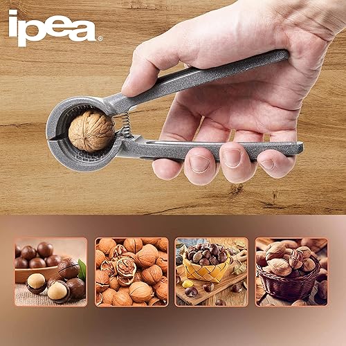 IPEA Casse-noisette en aluminium avec poignée super confort – Écraser les noix en métal pour noix, noisettes, amandes, fruits secs – Multi-usages pour cuisine – Equipé d'un ressort à traction - Nail Gallerys