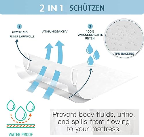 STODOMED Lot de 3 housses de couette imperméables en pur coton - Protection contre l'humidité et la poussière - Lavable (blanc, 220 x 240 cm + 2 x 45 x 75 cm) - Nail Gallerys