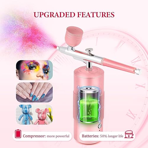 Kit aérographe avec compresseur, aérographe portable sans fil rechargeable 170 kPa, Compresseur Aerographe Modelisme pour Le Maquillage - Nail Gallerys