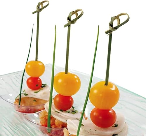 CENPEK Lot de 200 pics à cocktail en bambou de 9 cm, cure-dents pour apéritifs, apéritifs, cocktail, fête, barbecue (extrémité nouée) - Nail Gallerys