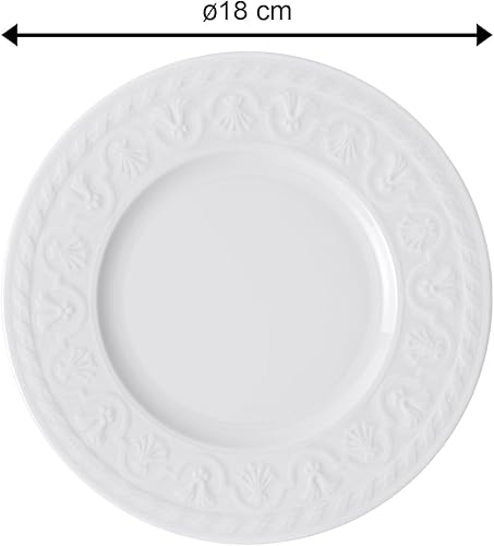 Villeroy & Boch Cellini Lot de 6 petites assiettes à pain Blanc classique avec relief antique en porcelaine de qualité supérieure Ø 18 cm - Nail Gallerys