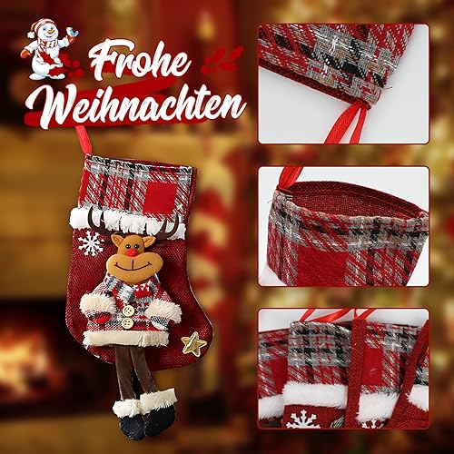 PRZRAO 4 Pièces 33 x 15 cm Chaussettes de Noel Chaussettes Noel Cheminée Réutilisables Chaussettes de Noel a Suspendre pour Sapin de Noël, Murs, Escaliers - Nail Gallerys