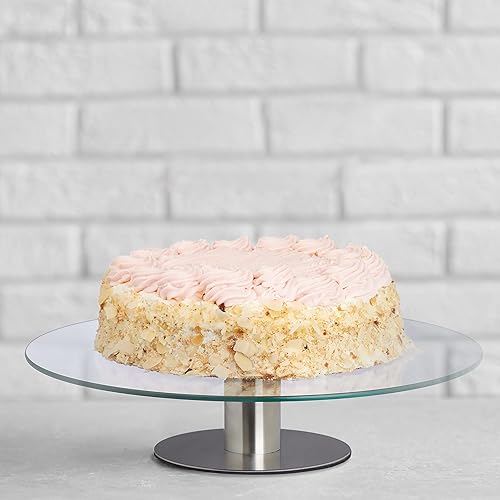Relaxdays Plateaux à gâteaux avec Pied, lot 2, rotatifs, diamètre de 30 cm, Supports en Verre, Transparent - argenté - Nail Gallerys