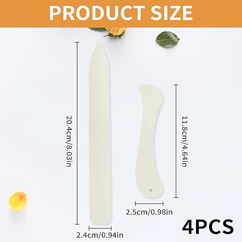 IUHRIE Lot de 4 plioirs en os pour papier, machine à plier, plioir en os de pliage, kit de reliure de livres, outil de découpe, aide à la pliage - Nail Gallerys